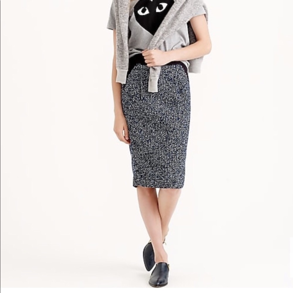 J Crew Midnight Blue Tweedy Pencil Skirt
